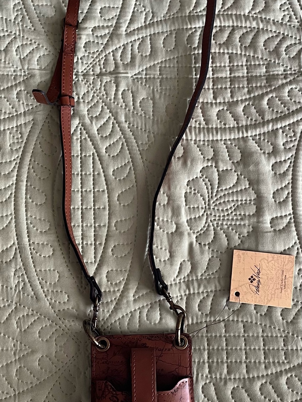 Patricia Nash Leather Crossbody Phone Pouch - Brown